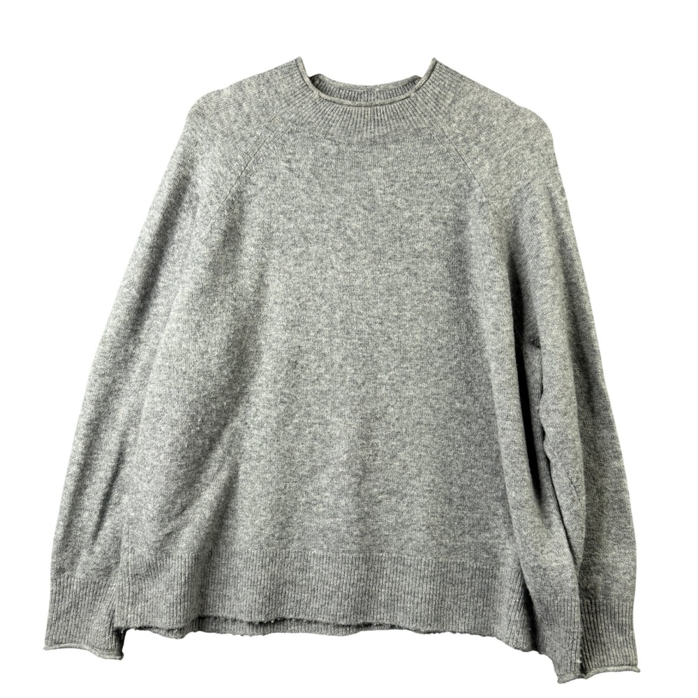 J.Crew Gray Merino Wool Alpaca Blend Rolled Mock Neck Sweater BD613 Size L - Picture 1 of 8
